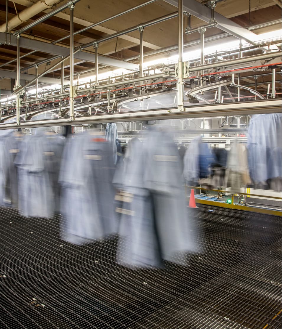 Uniforms moving from a rail sort system