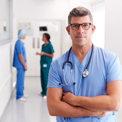 Portrait of a male doctor in the workplace