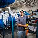 Laundry Rail system with a man