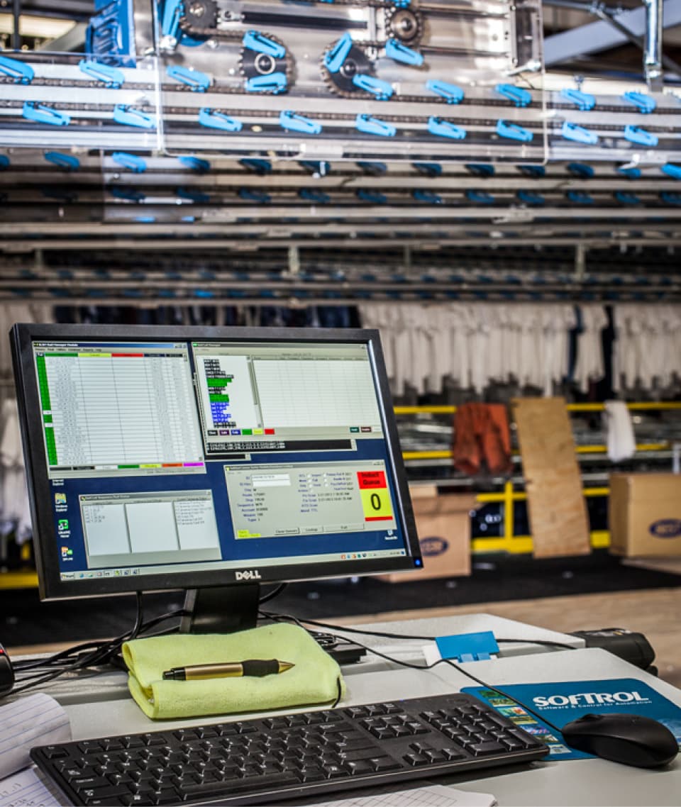 Softrol software on a computer in the warehouse